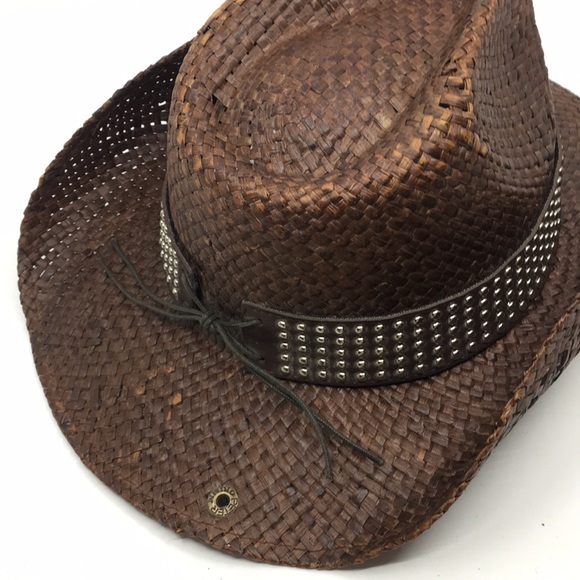 Peter Grimm Brown Straw Studded Cowboy Hat Festival Western Country Concert - Picture 13 of 16